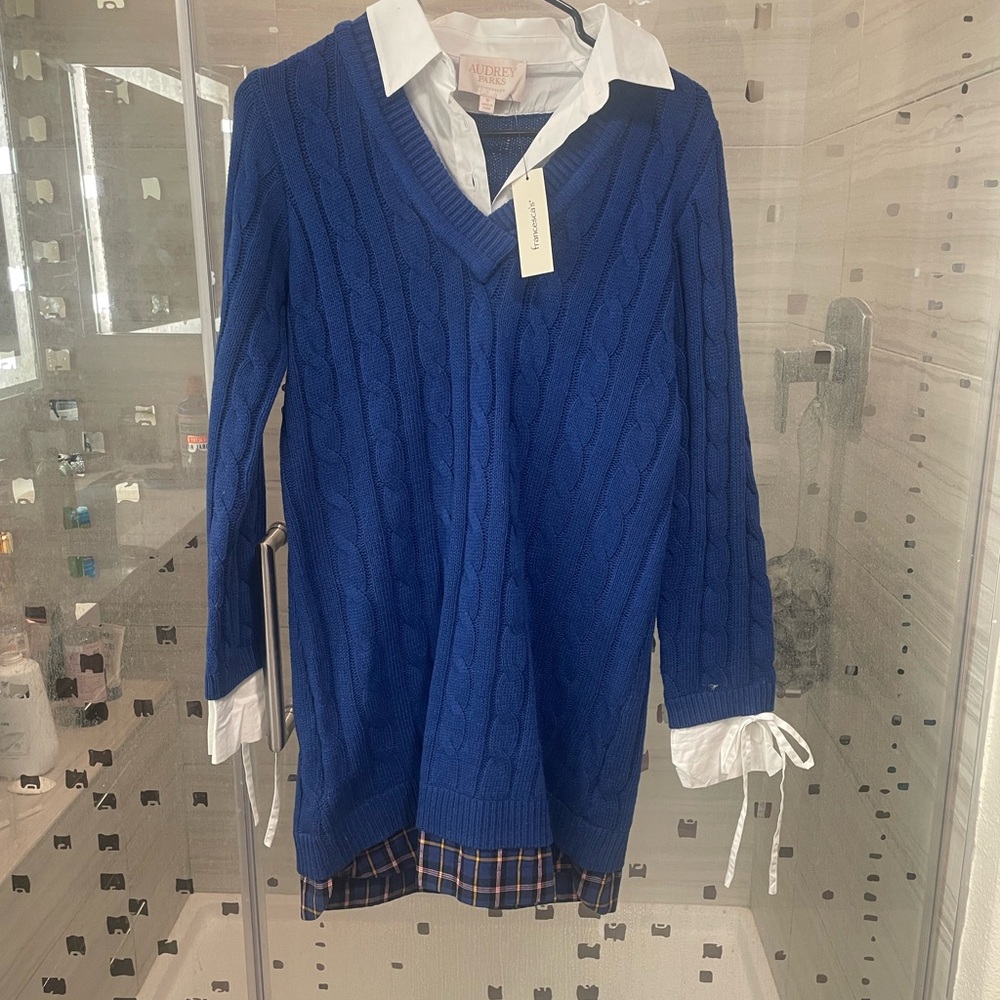 Blue Cable Knit Sweater Dress by Francesca’s NWT